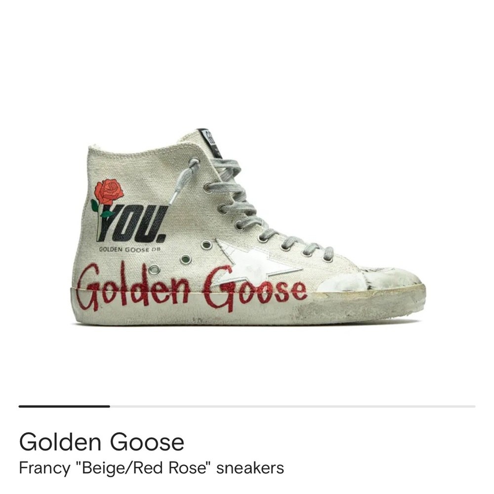 Golden Goose Beige Red Rose
